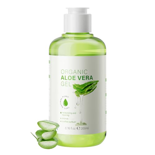 Gel d'aloe vera 100% pur, gel hydratant naturel à l'aloe vera, hydratant quotidien pour le visage, les cheveux et le corps, apaisant et nourrissant, soin après-soleil, 200 g