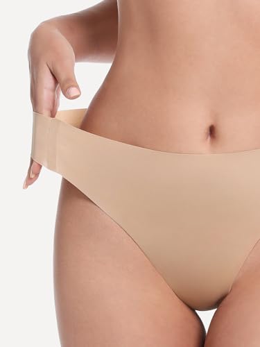 Image of LUCKMEEY Seamless Thongs for Women No Show Thong Panties for Women No Line G-String Thongs Sexy Shapewear Underwear Pack