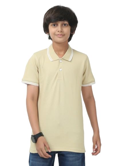 Image of Cotton Polo T-Shirt for Kids Boys Girls Half Sleeve, Regular Fit Tees for Boys Collared Casual Tshirts | Soft & Breathable Biowash Fabric | Half Sleeve