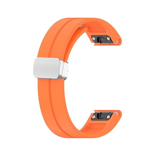 [PLYYQZM] 20 22 26mm �V���R���X�g���b�v .Gar min �ɍ��� Fenix 8 E 7 7X 6X Pro 5Plus Instinct2/Mk2i/Tactix7pro �N�C�b�N�����[�X���X�g�o���h�p�ɓK�p(Orange(Silv