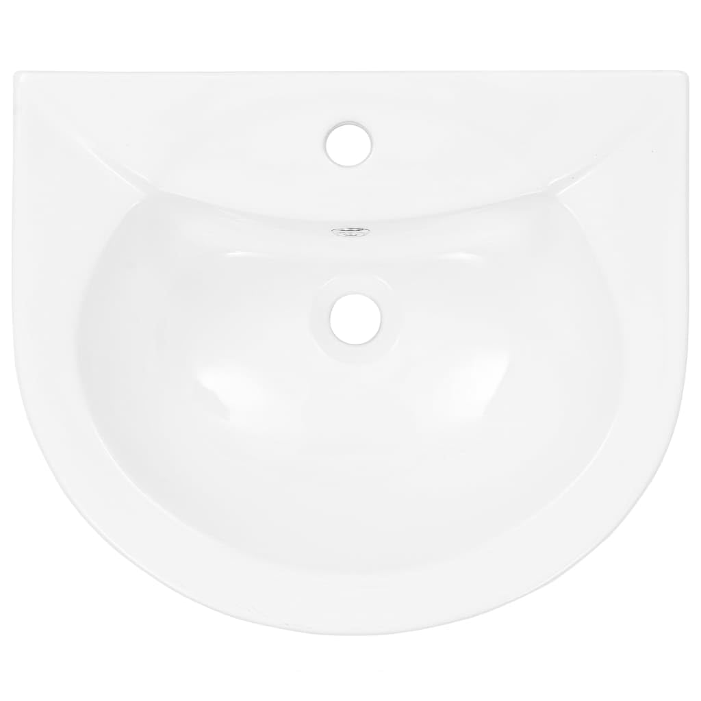 vidaXL Lavabo Autoportant avec Socle en Céramique Blanc Vasque Salle de Bain