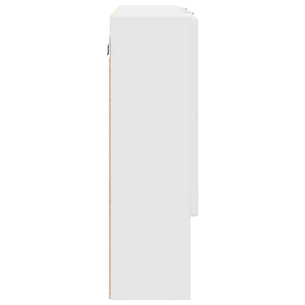 Szafka z lustrem montowana na ścianie, biała, materiał drewnopochodny, 80 x 17 x 55 cm, z 3 zawiasami, miejsce do przechowywania i lustrem, do łazienki, meble łazienkowe, szafka pod umywalkę