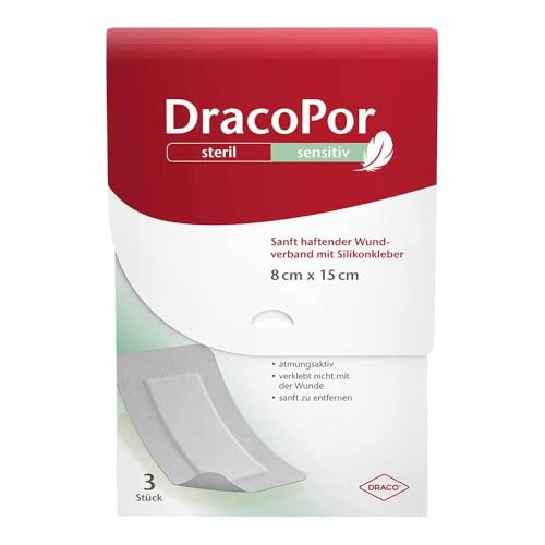 DRACOPOR sensitiv 8x15 cm steril m.Silikonkleber 3 St
