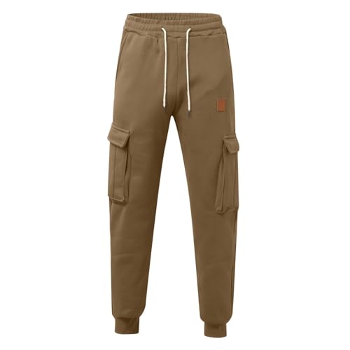 Men's Cargo Sweatpants Drawstring Fleece Baggy Joggers Elastic Waist Loose Athletic Sweat Pants for Mens Pockets Trousers2