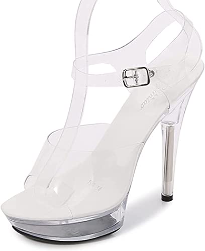 Tophacker Women's 5inch LED Light Transparent Platform Sandals Sexy Stripper Heels Pole Dancing Special Occasion Shoes Wedding Party Evening Dress Shoes Gifts for Female Friends