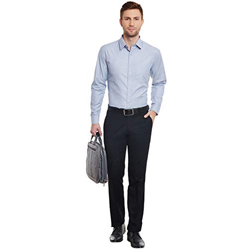 Image of Hancock English Navy Men Slim Fit Solid Formal Shirt Grey