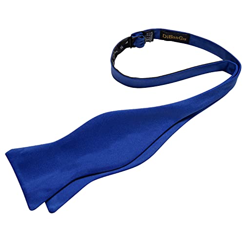 Image of DiBanGu Solid Color Bow Ties for Men Formal Satin Self Tied Bowtie with Lapel Pin Pocket Square Cufflinks for Wedding Party