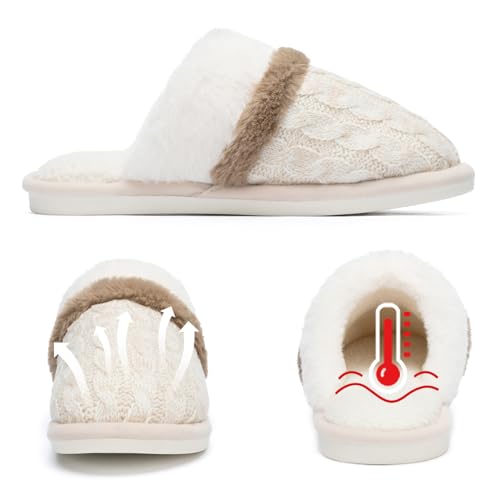 Image of GOEWY Cozy Slippers for Women Indoor and Outdoor Fuzzy House Shoes with Memory Foam Anti-Skid Sole Gifts for Women Mom Ladies