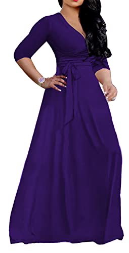 Image of LightlyKiss Plus-Size Maxi Dresses for Women African Summer 3 /4 Sleeves Beach Sundress with Pockets
