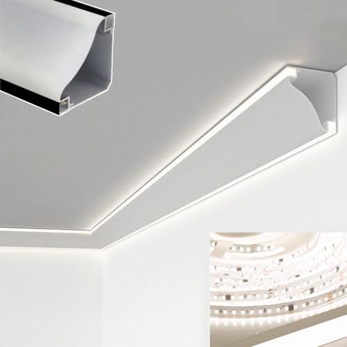 Canales de tira de luz de aluminio y difusores con cubierta negra de cornisa