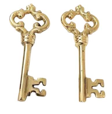 Artshai antique brass skeleton key Vintage style skeleton key pack of 2 pcs (Golden)