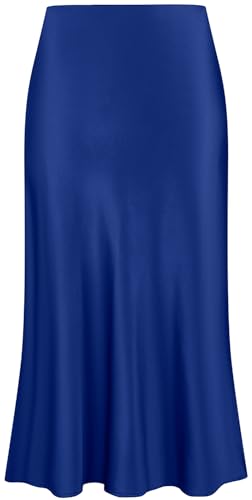 Keasmto Leopard Skirt for Women Midi Length High Waist Silk