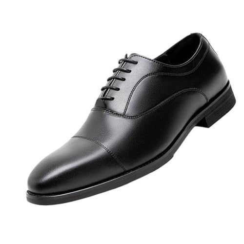 Mens Genuine Leather Oxfords Shoes for Men, Round Toe Lace-up Leather Tuxedo Dress Shoes for Business Wedding
