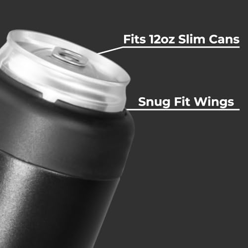Image of HydroJug Slim Can Cooler 12 oz, Stainless Steel Can Holder, Black
