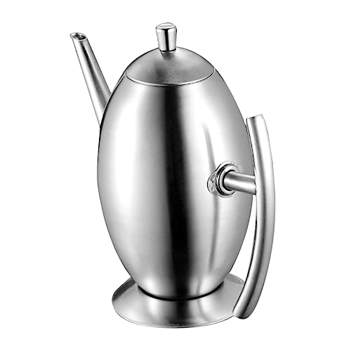 BEBEMOKO Olla De Aceite Antiderrame Lata De Almacenamiento De Aceite De Cocina Cocinando Botella De Aceite Dispensador De Petróleo Bomba Botellas Estrujar Acero Inoxidable
