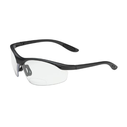 Mag Readers 250-25-0015 Semi-Rimless Safety Readers with Black Frame, Clear Lens and Anti-Scratch Coating - +1.50 Diopter