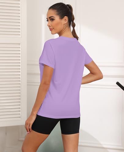 Image of KevaMolly Workout Tops for Women UPF50+ Breathable Loose Fit Yoga T Shirts Short Sleeve Running Gym Athletic Tee Top