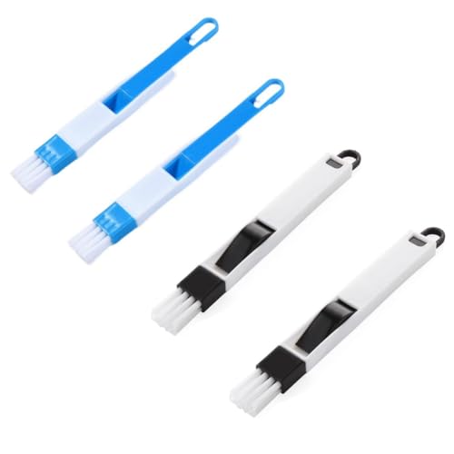 YANGWEN Fensterschlitze Bürste,Reinigungsbürste für Fensterschlitze,4 Pack 2-in-1-Rillenreinigungsbürste Kleine Lücke Entlüftungsreinigungsbürste Reinigung Mini Dustpan und Brushe(Farbe zufällig)