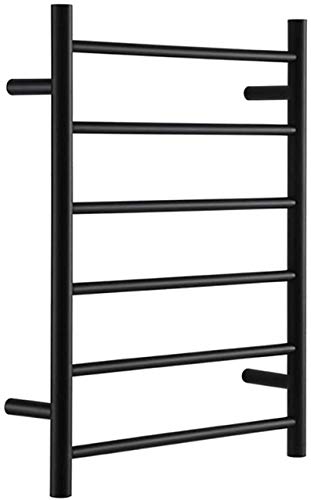 Toallero eléctrico para secadora de ropa, color negro, 6 barras, acero inoxidable 304, de bajo consumo, para colgar en la pared, calentador de toallas de baño (enchufable) (cableado)