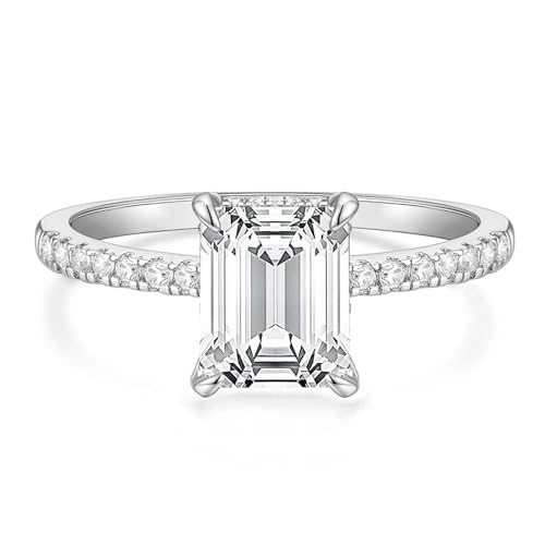 Bague de promesse femme zircone émeraude or argent de 3CT