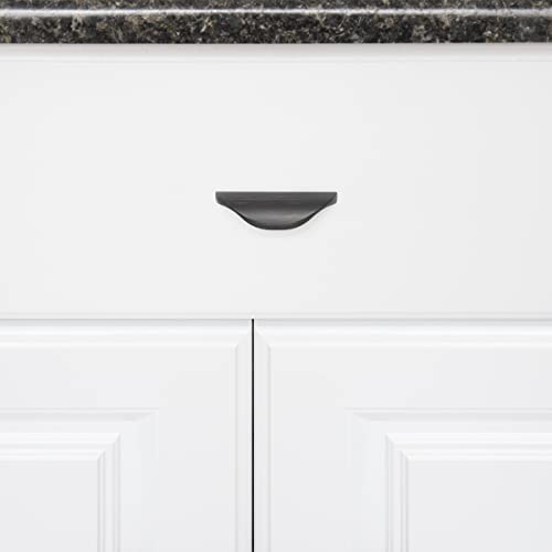 Image of South Main Hardware Modern Finger Cabinet Drawer Pull Handle, 3.07 inch Length (1.26 inch Hole Center), Oil Rubbed Bronze Finish, Mounting Hardware Included, 10-Pack