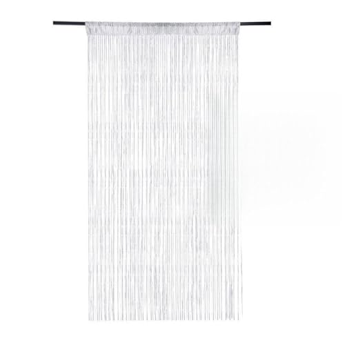Odot Color Sólido Simple Cortina Puerta Exterior Hilos,Cortina de Flecos para Ventana Cortinas de Puerta Antimoscas,Separador de Habitaciones para Decorativa Dormitorio (Blanco,100x200cm)