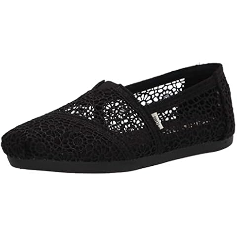 TOMS Womens Black Moroccan Crochet Alpargata Loafers Cover