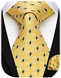 HISDERN Plaid Ties for Men Checked Necktie And Handkerchief Set for Wedding formal Business