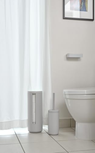 Image of Zone Denmark Nova One Ceramic Toilet Long Brush | with Brush Holder Soft Touch | Enhance Your Bathroom with a Chic and Practical Duo for Modern Style and Effortless Hygiene - Coating (Soft Grey)