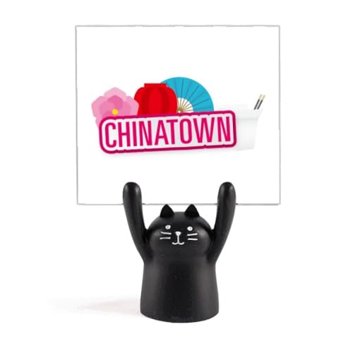 Support de mémo en forme de chat noir pince note de bureau