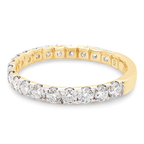 SAVEARTH DIAMONDS 1 Carat (Cttw) Round Cut Lab Created Moissanite Diamond Eternity Engagement Wedding Band Ring In 14k Gold Over Sterling Silver Jewelry For Women 1 1/2 Cttw3