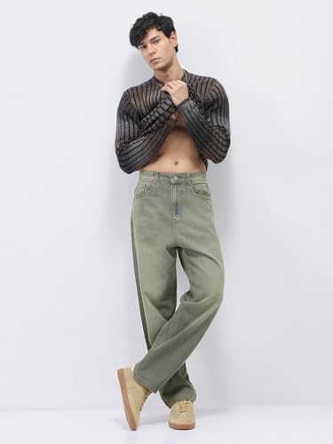 Image of Urbano Fashion Men's Loose Baggy Fit Heavy Washed Jeans Non-Stretchable