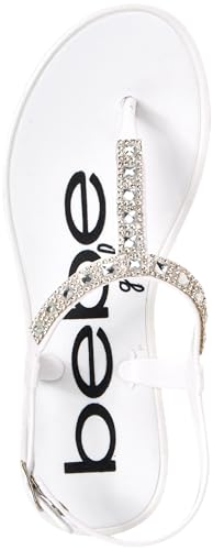 bebe Girls Sandals - 1 Pack or 2 Pack Open Toe Summer Dress Flat Thong Girls T Strap Sandals with Ankle Strap for Little Kids3