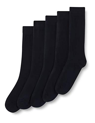 Marca Amazon - MERAKI Calcetines por Media Pierna de Algodón Hombre, Pack de 5, Azul (Navy), 39-42 EU, Label: 6-8 UK