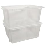 Acan Tradineur Confezione da 2 Contenitori Impilabili N. 15 - Capacità 35 Litri - Realizzato in Plastica - Ideale per Conservazione e Organizzazione - 24 x 54 x 38,5 cm - Trasparente