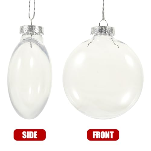 BESPORTBLE Hanging Baubles Xmas Tree Christmas Clear Plastic Ornaments Balls 20 Pcs Flat 8cm Fillable DIY Crafting Sphere With Ribbons Wedding Birthday Festival Party Home Decoration - Image 6
