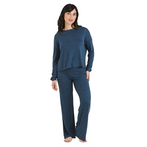 TRAMAS+ Pijama Angorina Mujer Juego, Azul Azafata, XL