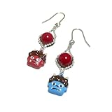 ピアス 赤珊瑚 鬼 赤おに 青おに 節分チャーム シルバーカラー ステンレスフック 【 開運 アイテム 】