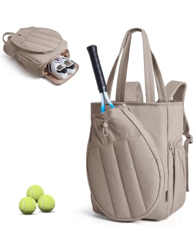 BAGSMART Tennis Gym Bag for Women (Latte Brown, Tennis Tote Bag)