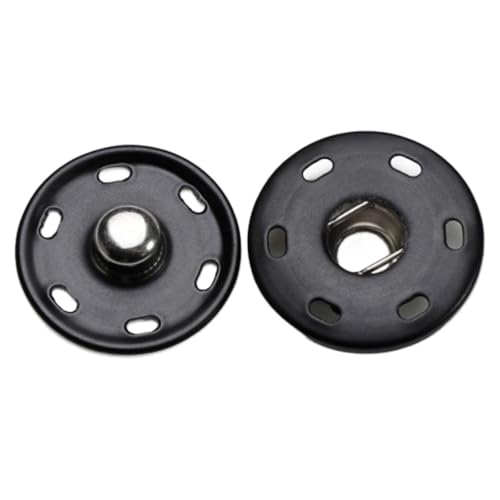 Image of 20 Sets Press Stud Set 21 mm Metal Press Stud Buttons for Sewing Clothing Snap Button Sew-On Press Studs Snap Fasteners for DIY Handbag Craft Clothing Decoration, Black