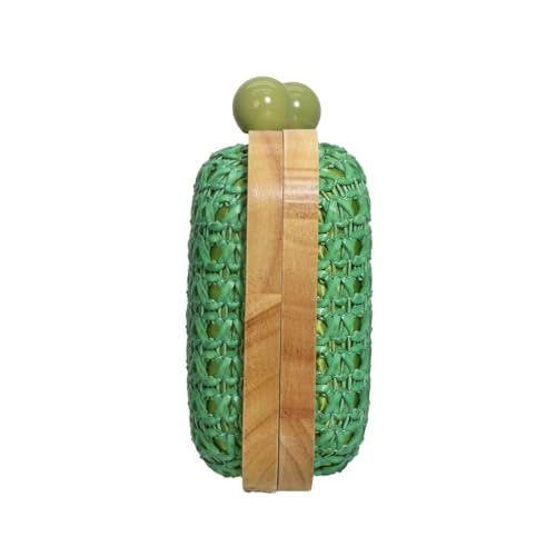 Image of Women Straw Clutch Purse Handwoven Summer Evening Bag Beach Straw Handbag Wedding Party Clutch Bag Wicker Purse
