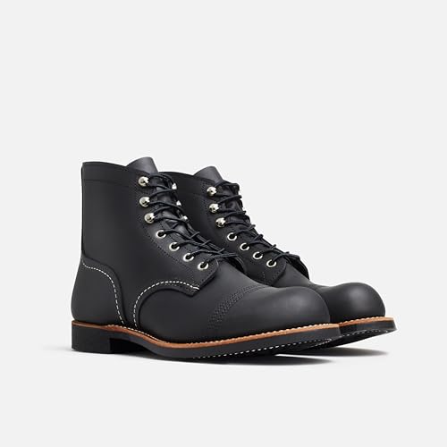 Image of Red Wing Shoes Heritage Iron Ranger #8084 Men's 6-Inch Boot, Full Grain Oiled Leather, Vibram 430 Mini-Lug Outsole, Black, 8.5 Medium (D)