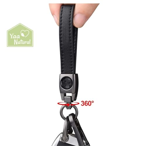 Image of Yaa Catchy Premium Leather & Metal Keychain And Keyring Compatible With Royal Enfield (Black)