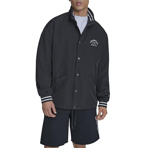 Champion Men's Flex Tech Rowing Club Coaches Jacket, Black, Medium