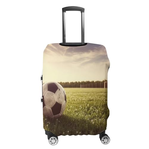 Soccer Ball on A Field Luggage Cover, Washable Elastic Suitcase Cover Protector Fit 18-32 Inch Luggage4