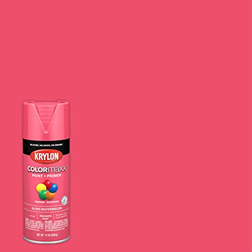 Krylon K05544007 Colormaxx Spray Paint And Primer For Indoor/Outdoor Use, Gloss Watermelon Pink 12 Ounce (Pack Of 1) #TOP1