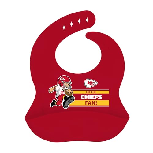 Baby Fanatic Unisex Baby Kansas City Chiefs Silicone Bib – Infant & Toddler Apparel, Soft, Waterproof, Easy to Clean, BPA & Phthalate Free, Adjustable Fit, Wide Catch-All Pouch – Ages 3 Months & Up