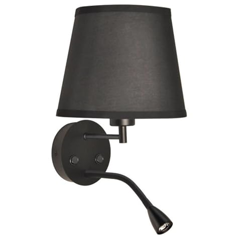 BarcelonaLED Applique murale LED E27 avec lampe de lecture orientable flexible 3 W Écran textile Interrupteur pour chambre, tête de lit, salon