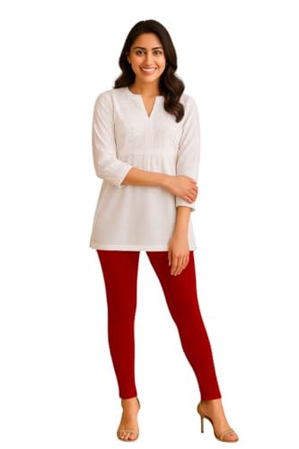 Image of Amazon Brand - Anarva Women's Super Cotton Combed Slim Fit Elastane Stretch Comfort Ankle Length Leggings with Ultrasoft Waistband