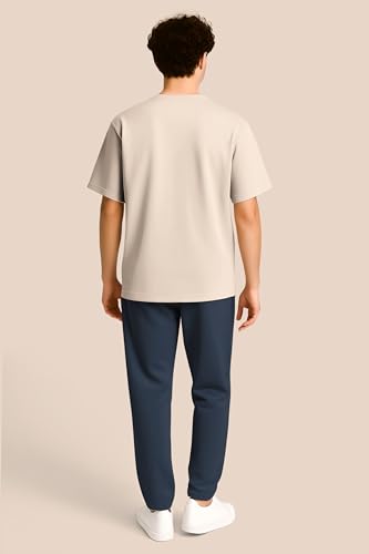 Image of BULLMER Trendy Half Sleeve Oversized Cotton Blend Crew Neck Tshirt for Men - Pack of 2